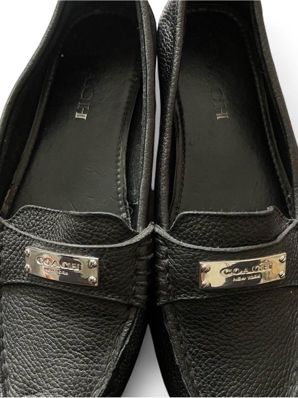 Coach Fredrica Black Pebbled Leather Loafers Workwear Flats Women’s Size 6B